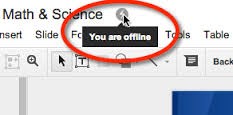 2.  Open the document you wish to work on  (Google will remind you you're offline).